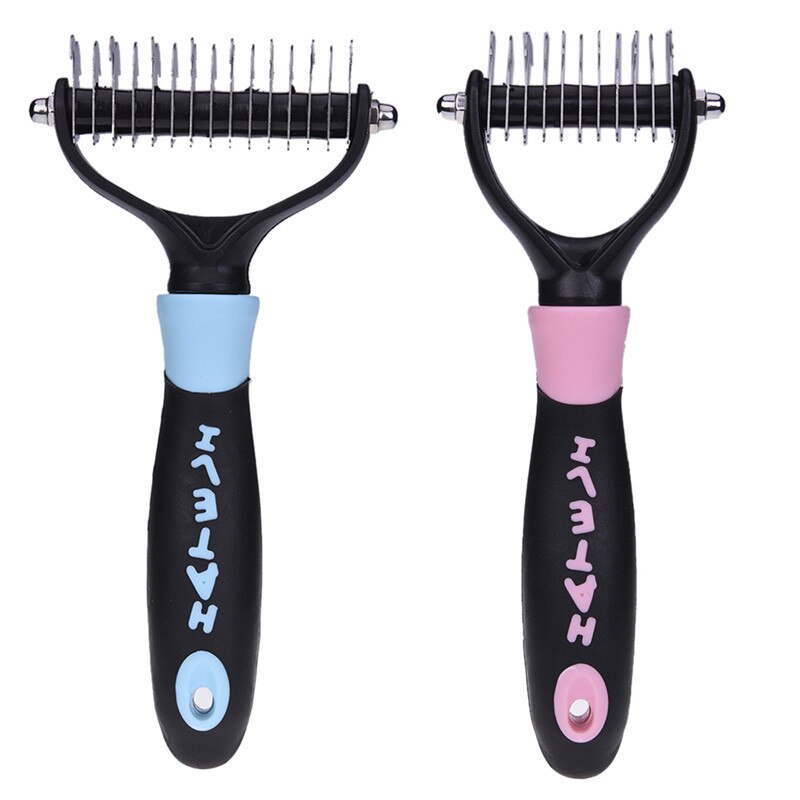 Hondentrimmer, kam, hark, dubbelzijdige haarborstel, puppy- en kittenhaarborstels, kammen, ontklitten, verzorgingsgereedschap voor honden