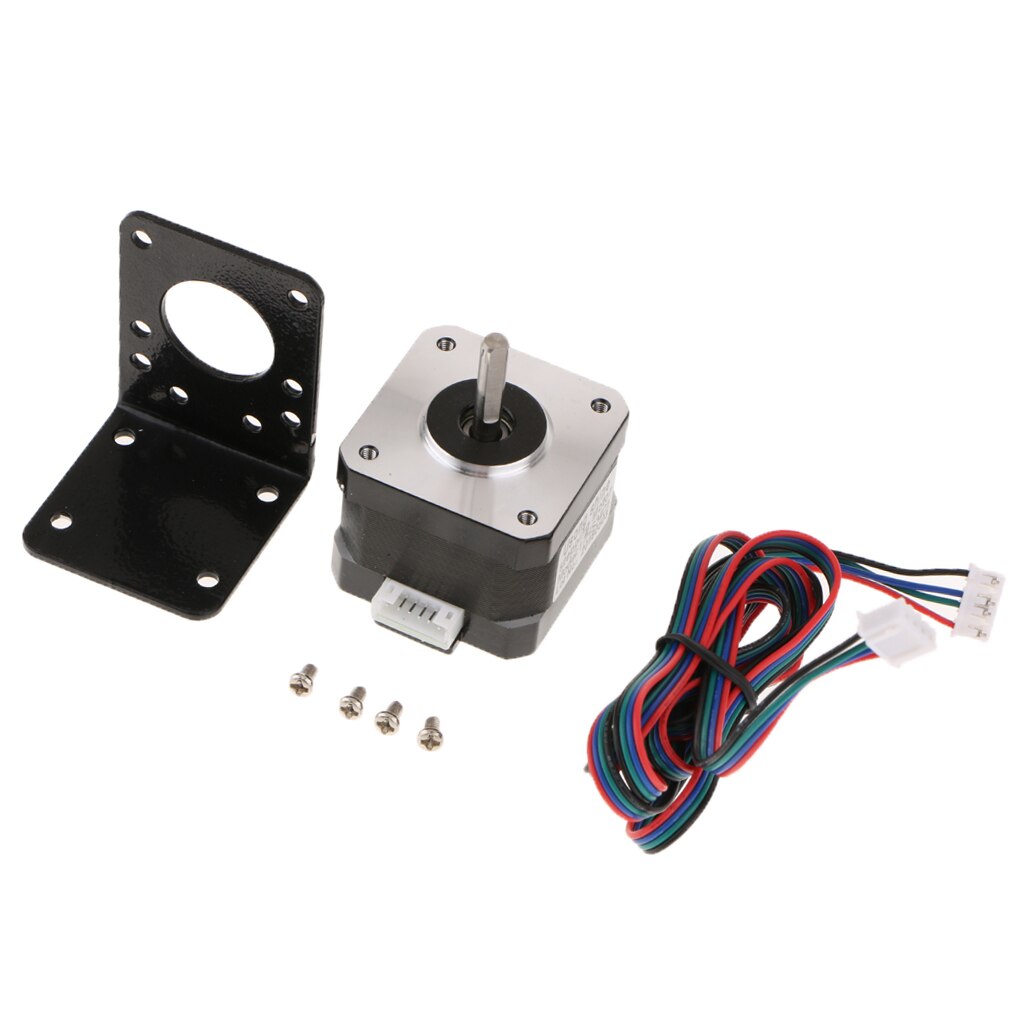 Motor paso a paso + soporte Nema 17, Bipolar, 42mm, 4,4 kg, cm, 1,68a, 4 conductores, impresora 3D, Hobby CNC, línea de Motor y tornillo, 42