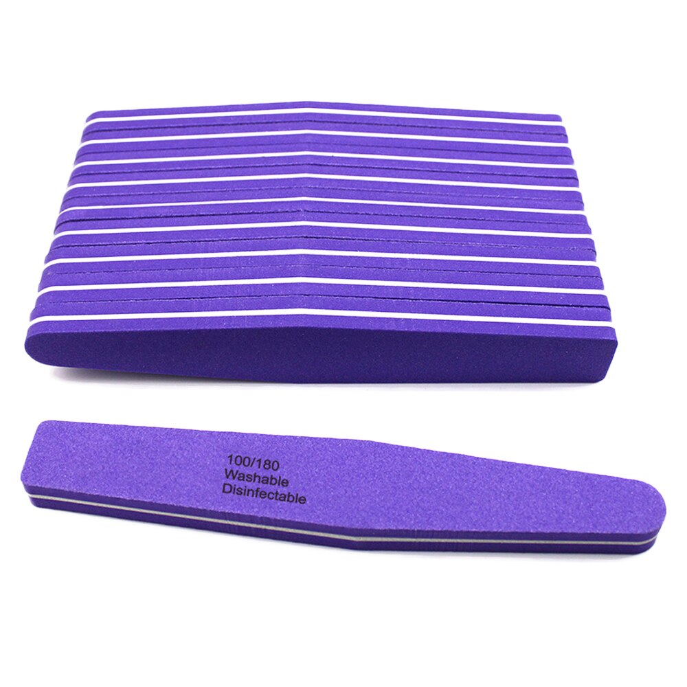 10 Stuks Nail File Buffer Double Side Wasbare Polish Spons Board 100/180 Trimmer Lime Buffer Nail Art Polijsten Manicure Gereedschap: Purple