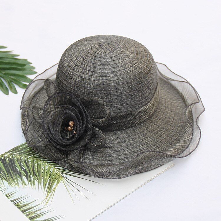 Chapeaux Vintage à fleurs de mariée, accessoires de mariage élégants, chapeaux en Organza pour femmes, Occasion formelle: 007