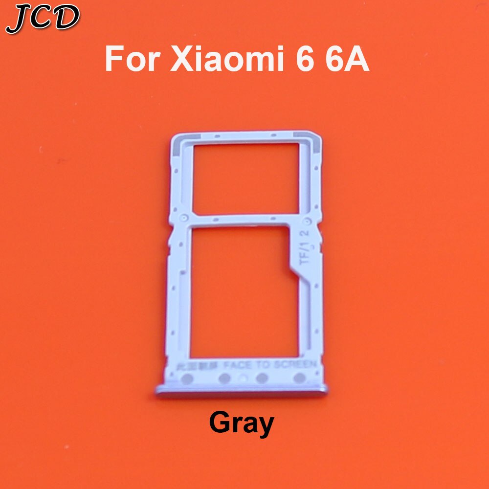 JCD For Xiaomi Redmi 6 6A Micro Sim Card Holder Slot Tray Replacement Adapters blue gray gold pink: Gray