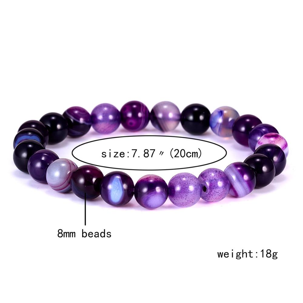Natural Stone Bracelets Indian Natural Stone Amethysts Beaded Round Beaded Stretch Bracelets Bangles Unisex: 4