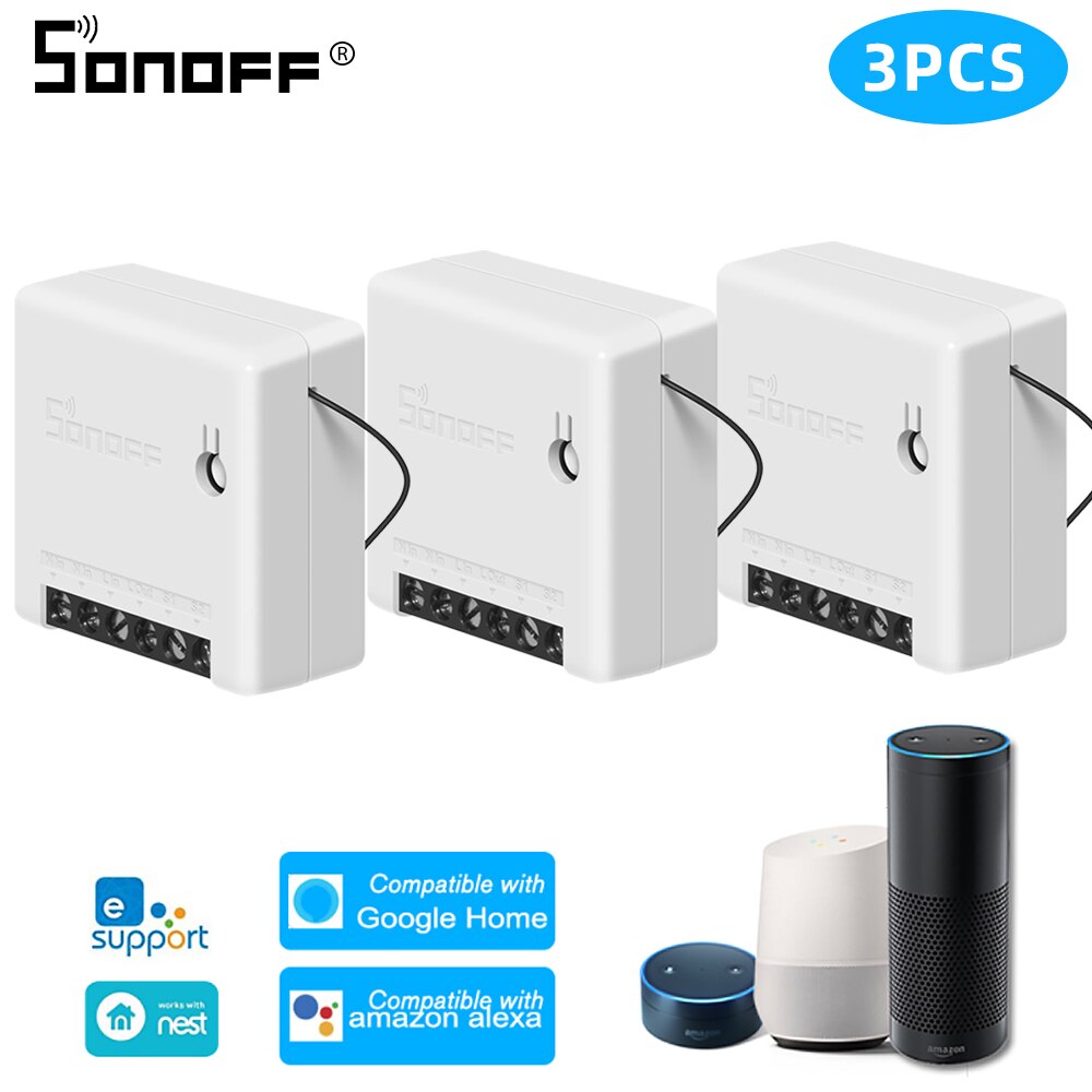 Itead sonoff mini basic gjør-det-selv wifi-bryter 2ch- veis smart bryter timer lysbryter stemme fjernkontrollmodul arbeid med alexa: 3 stk sonoff mini