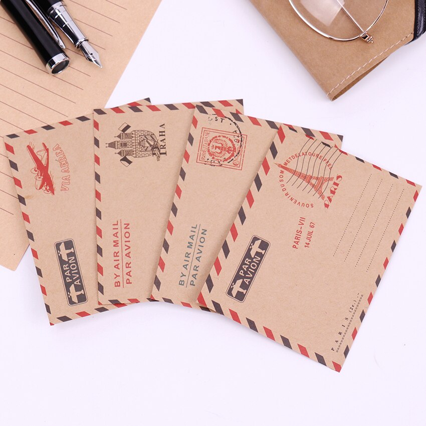Mini sobre de papel Vintage de París, sobres de papel Kraft Kawaii, papelería coreana para tarjetas, 10 Uds.