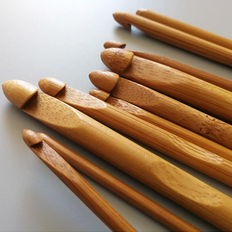 12pcs 3mm-30mm Available Bamboo Knitting Needles For Yarn Sweater Crafts Double Pointed Wood Weaving Crochet Hooks 15cm