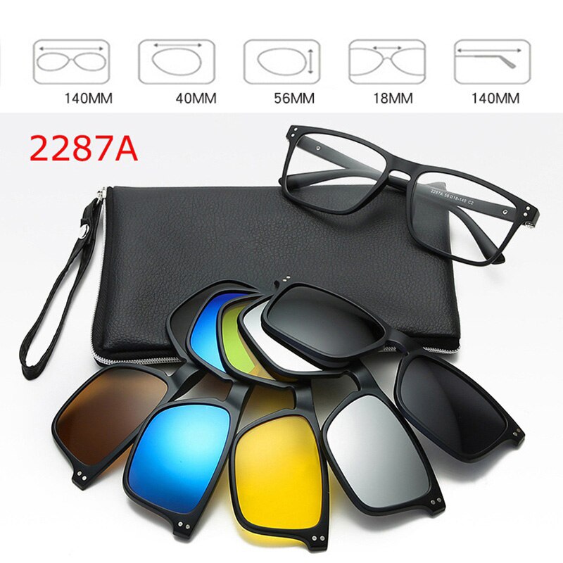Moda optyczna ramka do okularów mężczyźni kobiety krótkowzroczność z 5 okulary przeciwsłoneczne w formie nakładki spolaryzowane okulary magnetyczne dla mężczyzn okulary RS1019: RS1019 2287A