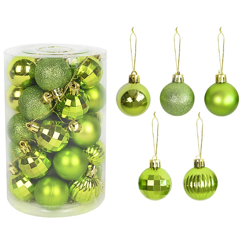 Boules de noël pour décoration de maison, 34 pièces mélangées, pendentifs en plastique, or et argent, fournitures de noël: D11