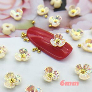50 unids/lote de adornos de flores de fantasía para manicura, adornos de 3,5 pétalos de lavanda mate, Aurora, dijes para decoración de uñas, 6-10: 4-7
