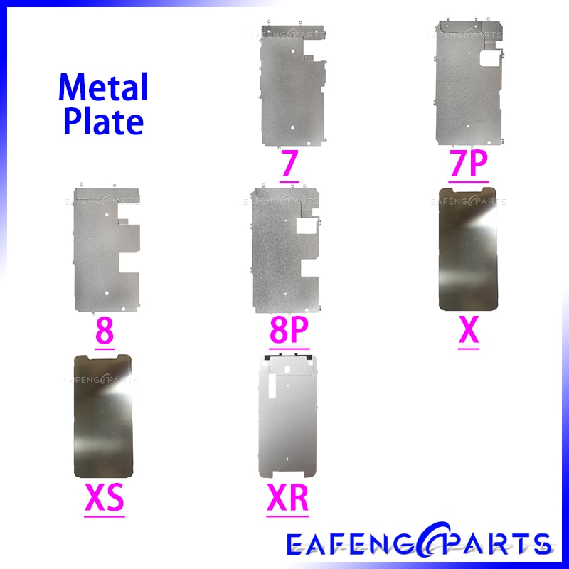 Display bakplate beskytter deksel brakett for iphone 5s 5c 6s 7 8 plus xs max xr lcd skjerm bak metall plate skjold