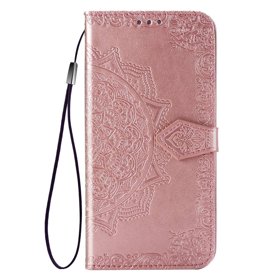 Huawei Y5P Phone Case FOR Huawei Y5P Case Silicone Bumper Leather Flip Case FOR Huawei Y5P Black Fundas: RoseRed