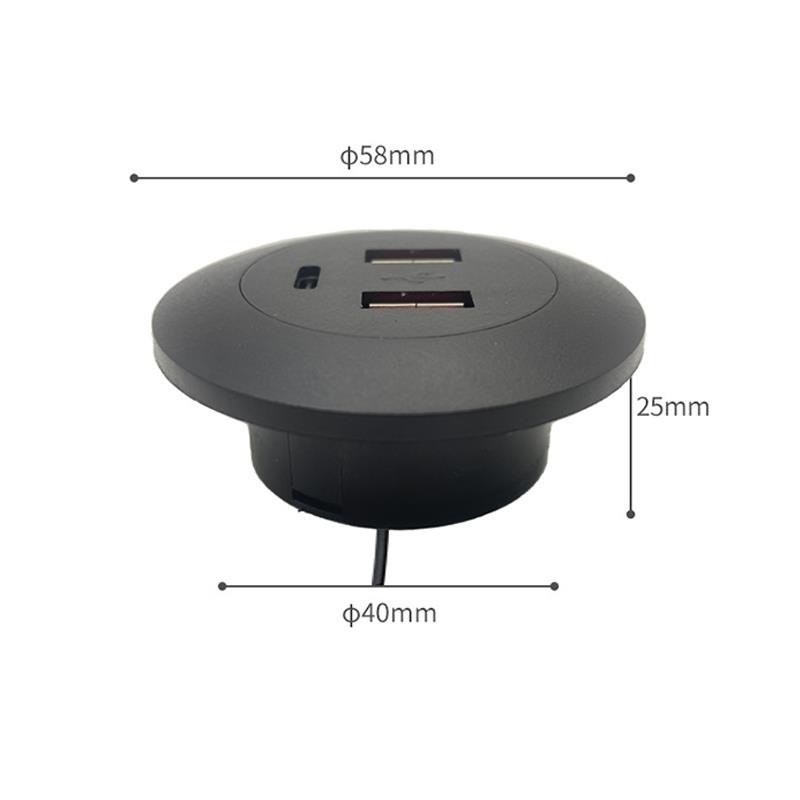 Cable de extensión de cargador USB 2,0 a USB TYPE-C integrado, mesa de té móvil, sofá, conector de Cable de carga rápida oculto