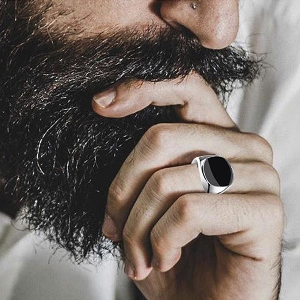 1 Pièces Bague homme Punk Rock Lisse Bague en Acier pour Hommes Hip Hop Bijoux De Fête Mâle Mariage Fête
