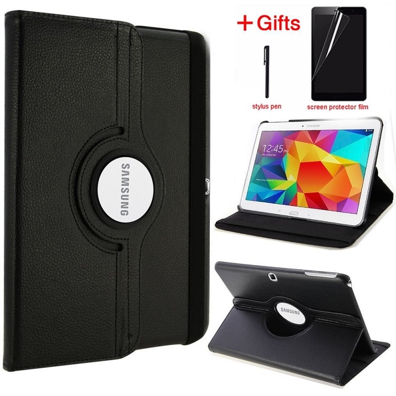 Étui pour Samsung Galaxy Tab 4 10.1 tablette SM-T530/T531/T535 10.1 ''étui en cuir Pu 360 support rotatif avec stylo + Film