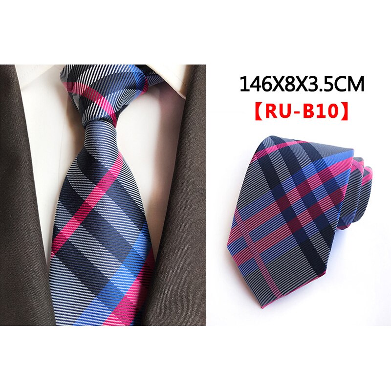 Ricnais 8cm Formal Tie Brown Yellow Plaid Striped Silk Necktie Suit Mens Silk Neck Tie For Man Business Wedding Party Gravata