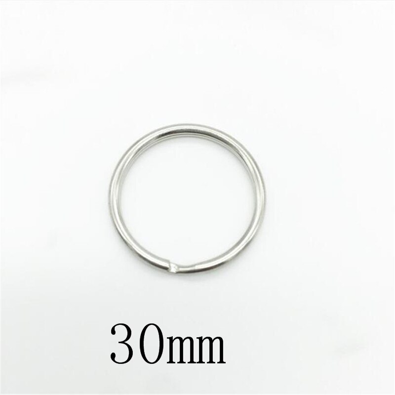 50pcs/lot 12mm 15mm 20mm 25mm 28mm Stainless Steel Hole Key Ring Key Chain Rhodium Plated Round Split Keychain: 30mm