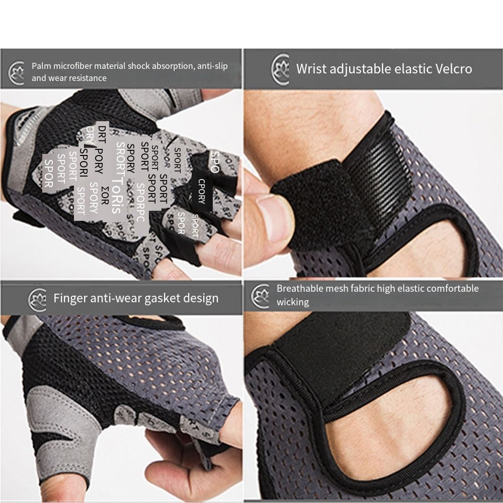 Ademende Workout Handschoenen Gewicht Tillen Vingerloze Gym Fitness Oefening Halve Vinger Handschoenen Voor Powerlifting Vrouwen Mannen