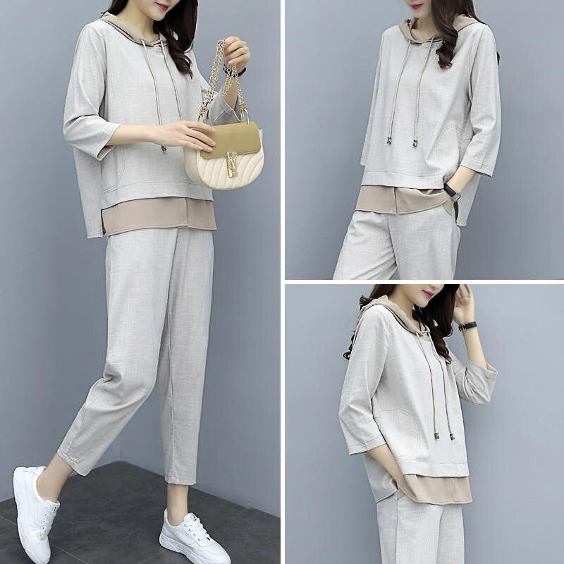 2 piece set spring casual sports suit female Korean version of the loose large size temperament pants of tide