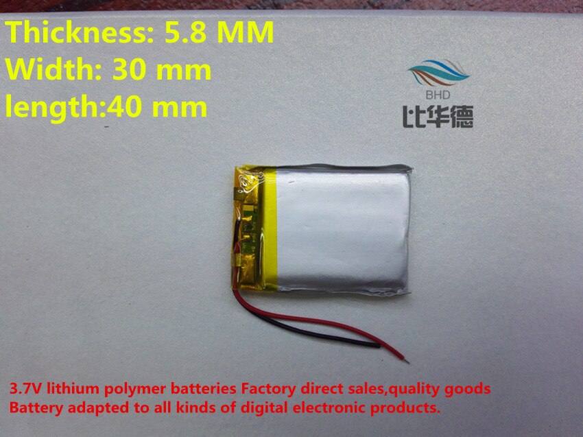 ) 583040 580mah lithium-ion polymer battery goods of CE FCC ROHS certification authority