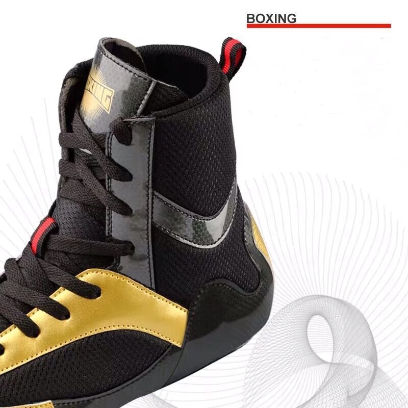 Neue Boxing Schuhe Higt Knöchel Männer Gold Licht Wrestling Schuhe Männer Atmungsaktive Boxen Stiefel Anti Slip Boxing Sneakers