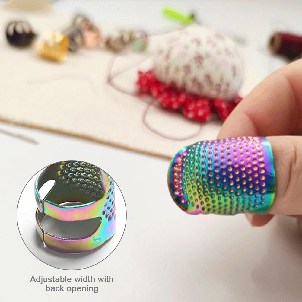 Dedal de costura ajustável retro costura dedo proteção capa agulha dedal anel artesanal diy artesanato bordado ferramentas de costura