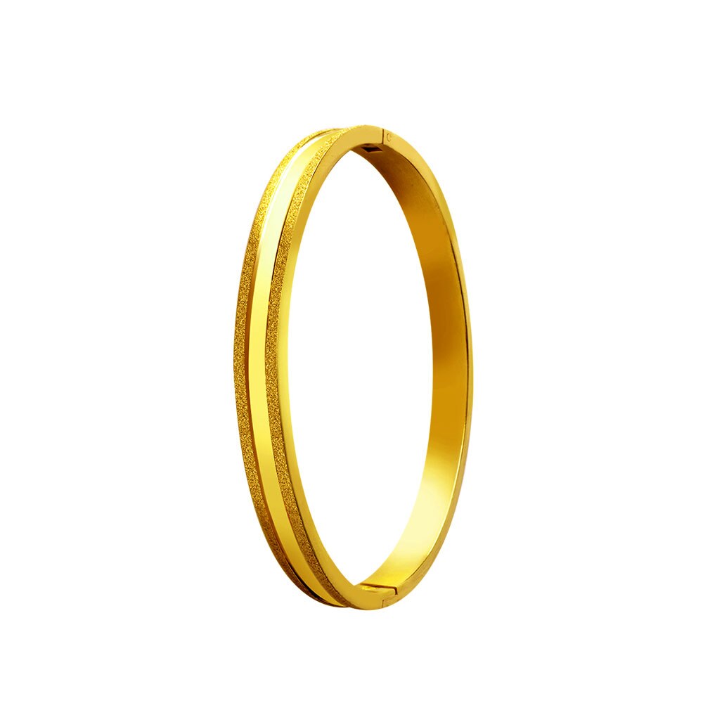 Fine4u b058 manguito pulseira para mulher 316l aço inoxidável sandblasted pulseiras & bangles 3 cores escolhas: Gold-6mm