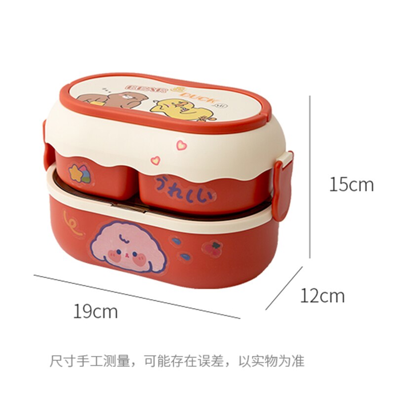 Kawaii Lunch Box Microwave Multi-Layer Student School Bento Box with Independent Box Cutlery Portable Cute Food Storage Boxes
