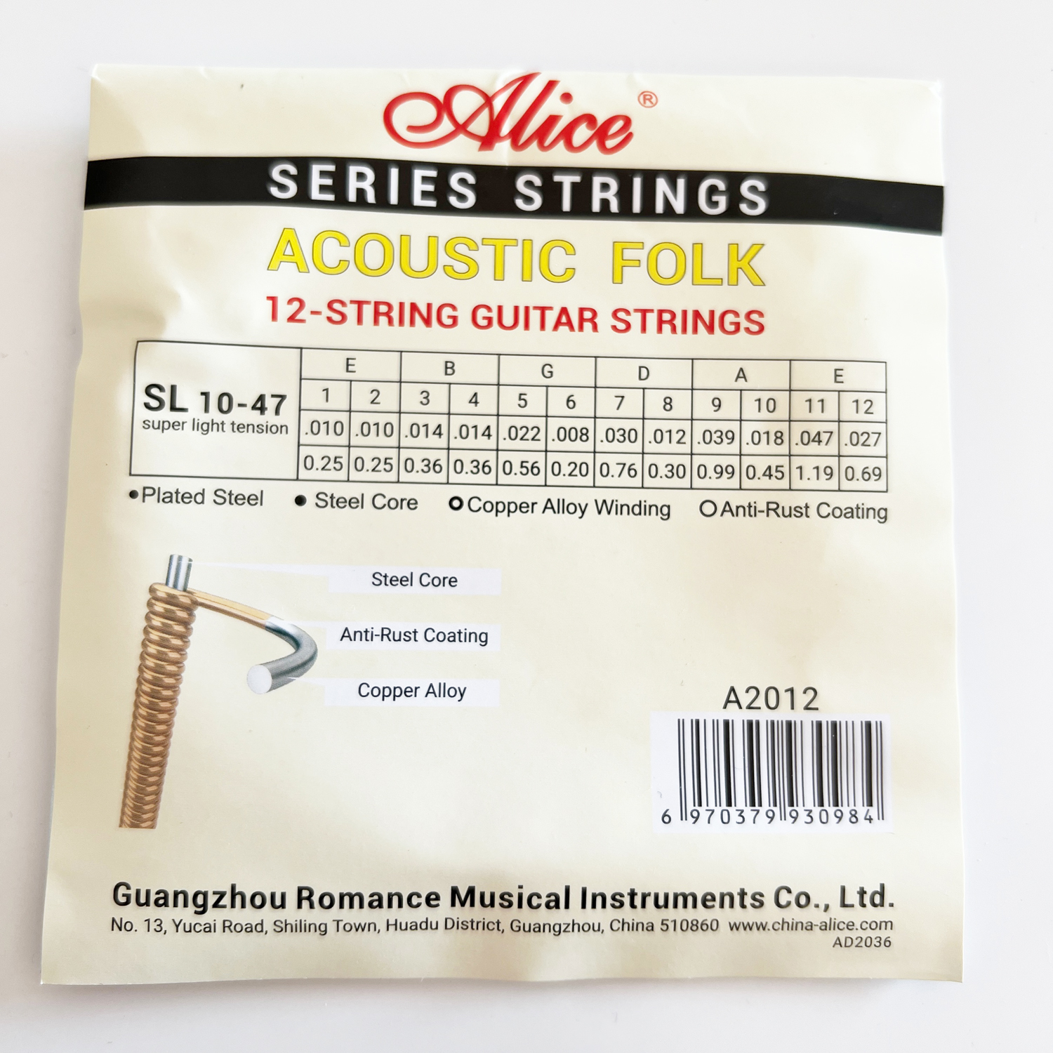 10 sæt 12-- strengede akustiske guitarstrenge