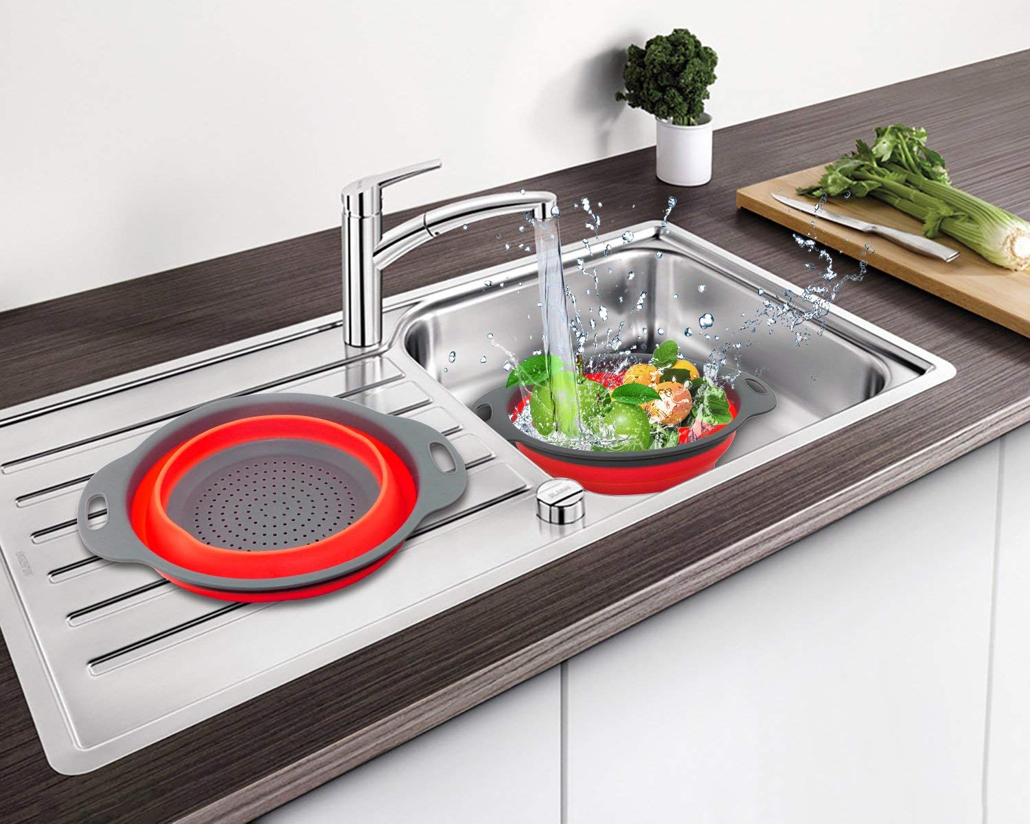 Silicone Foldable Colander Folding Collapsible Drain Strainer Fruit Vegetable Washing Basket Kitchen Storage Tool Draining Pasta