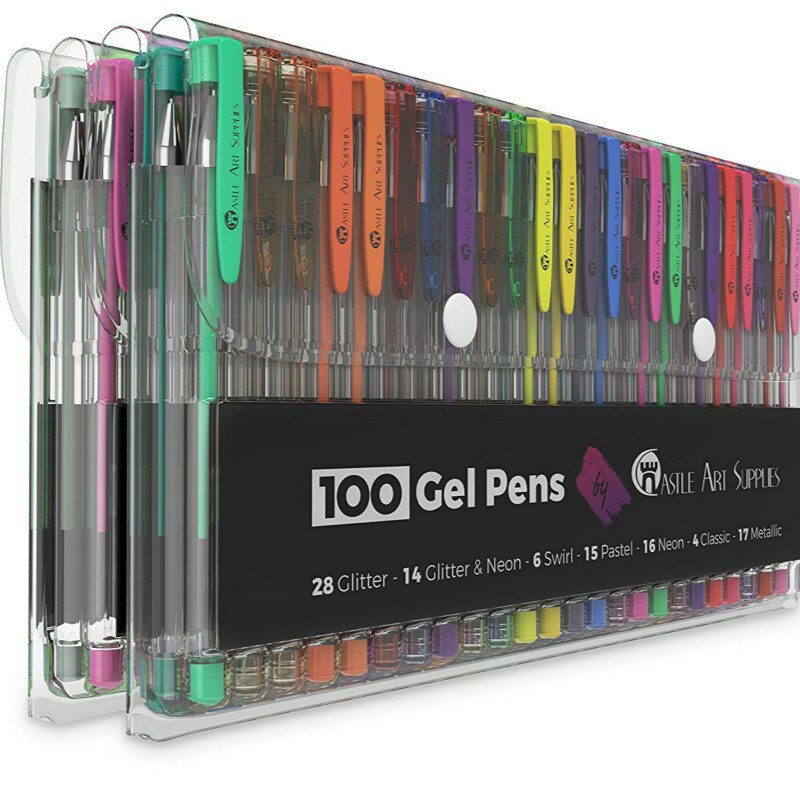 100 Colors Flash Gel Pens Set Glitter Gel Pen for Adult Coloring Books Drawing Doodling Art Markers: Default Title