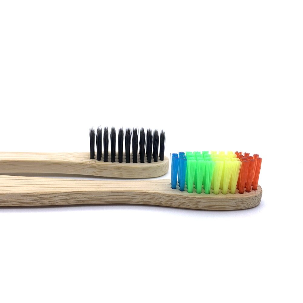 Bamboo Toothbrush Wooden Handle Brush Eco Friendly Tooth Brush Head Cover Oral Care Cleaning Tools Soft Fibre Rainbow Color