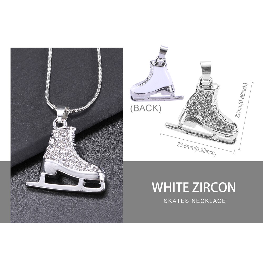 Zircon 3D Ice Skate Shoe Necklace White Enamel Luxury Blue Pink Crystal Family Chain Couple Pendant For Men Women Jewelry: Light Yellow Color