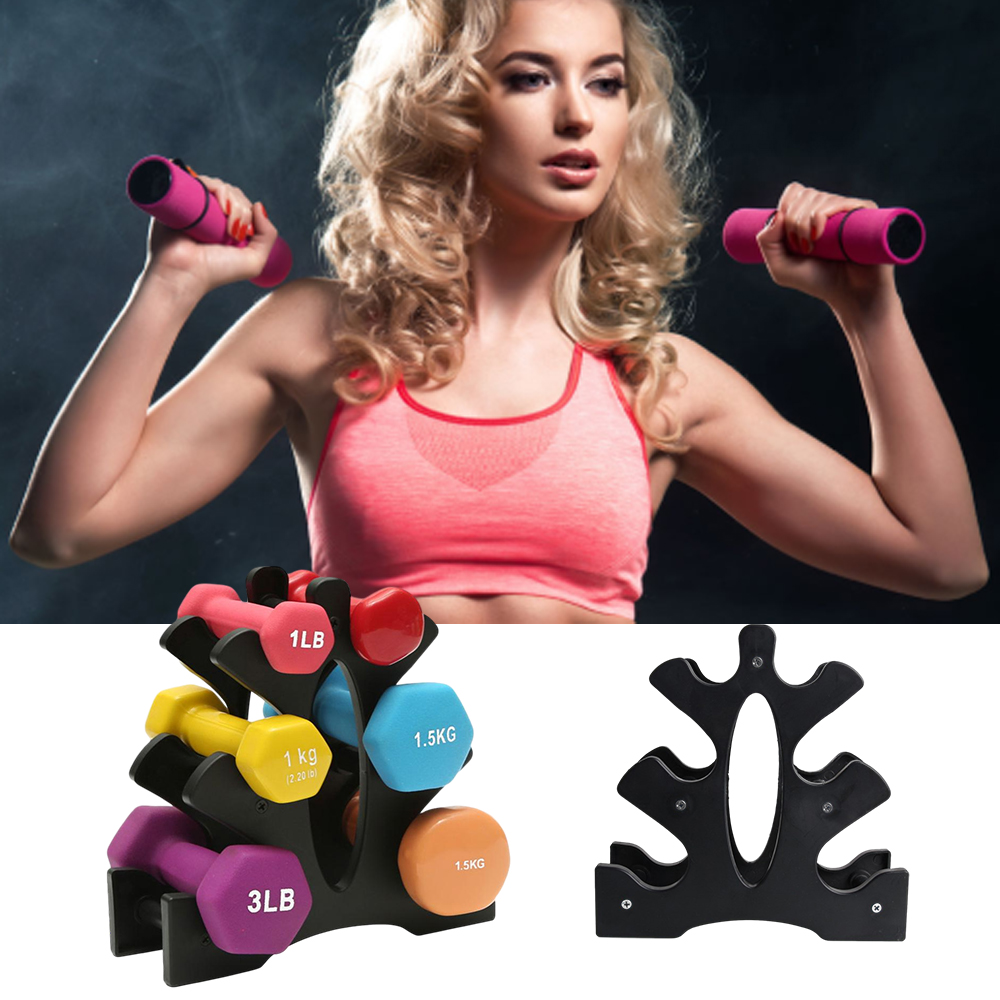 3-Tier Dumbbell Bracket Home Office Triangle Small Leaves Dumbbell Storage Rack Gym Fitness Equipment Rack Accessories