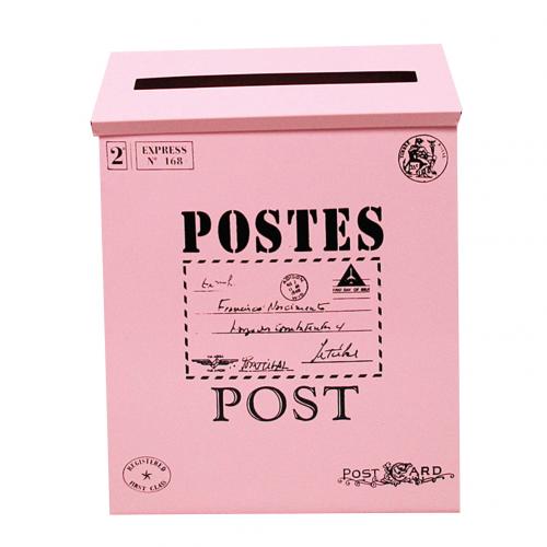 Buzón de hierro colgante de pared Vintage, buzón de correo Postal, caja de periódico, decoración del hogar, el producto es un buzón universal de estilo americano: Rosa