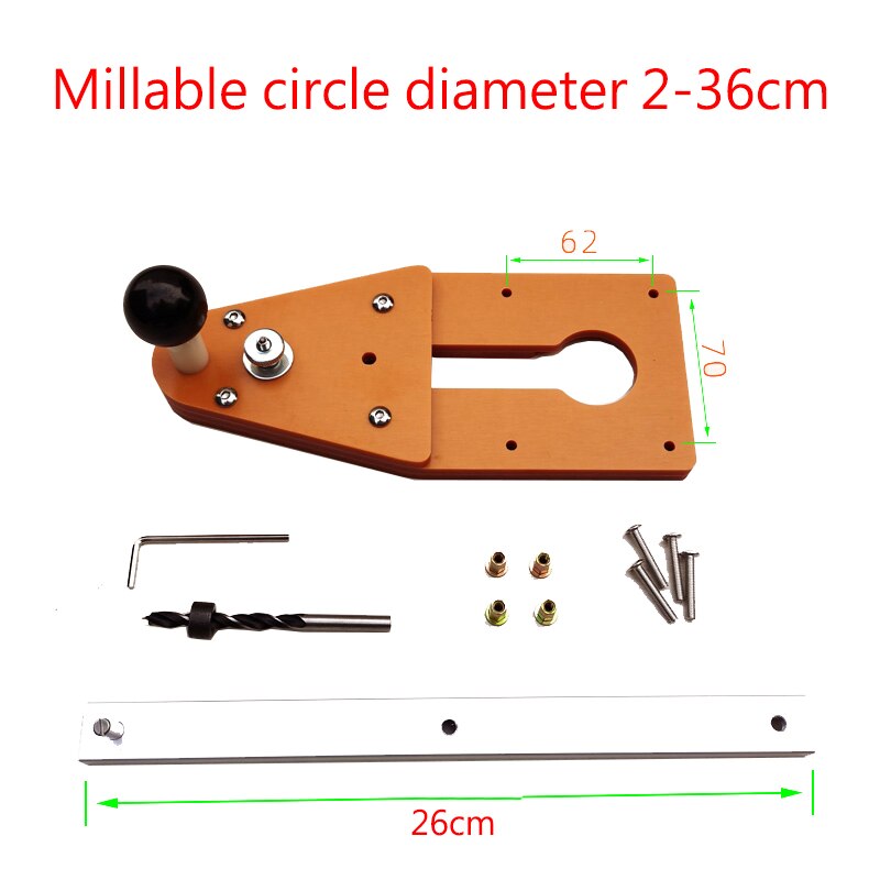 Kreis Schneiden Jig Für Makita Elektrische Hand Trimmer Gleichgewicht Gremium Holz Router Fräsen Kreis Fräsen Mutter Holzbearbeitung Werkzeuge: A 26cm