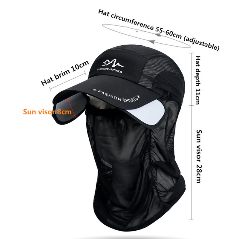 360 ° portable fishing sun hat, outdoor cycling and hiking sun protection, detachable and adjustable fishing equipment