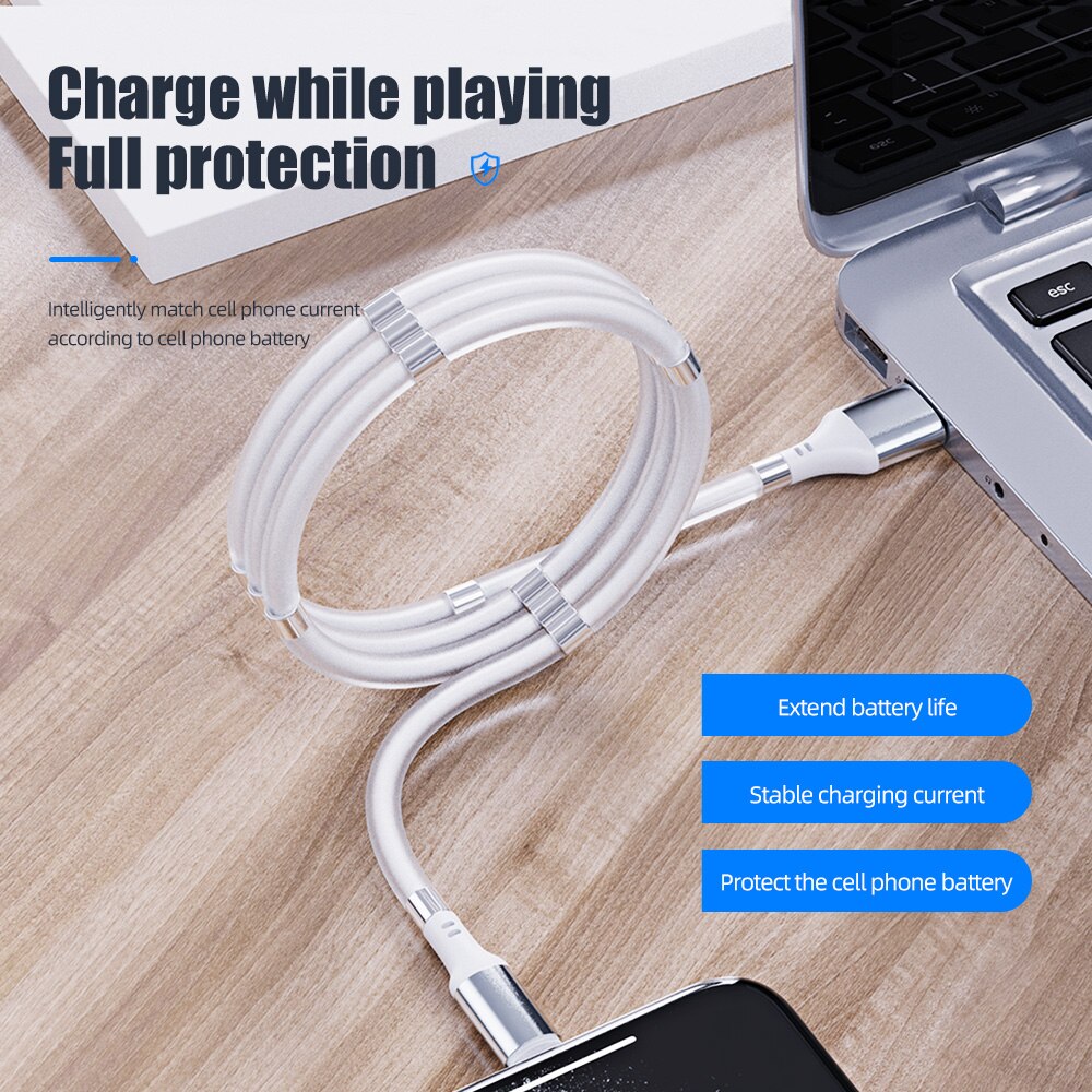 magia lina USB-C kabel magnetyczny typ C kabel USB 2.4A telefon szybkie ładowanie przewód synchronizacji danych dla Samsung A51 S10 S20 kabel ładujący