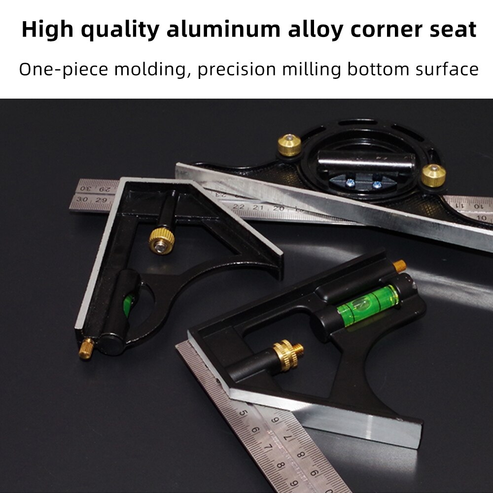 3 In 1 Square Angle Ruler Set Adjustable Engineers Multi Combination Right Angle Ruler Protractor 300mm Measuring Tool Set