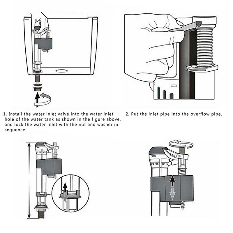 Toilet Fill Valve Push Button Valve Dual Flush Cistern Syphon Silent Side Inlet Fill Valve for Side Entry Toilet Cisterns