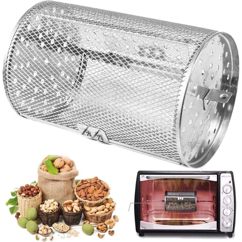 Rustfrit stål rotisserie ovn kurv til ristning bagning nødder kaffebønner peanut bbq grill stegeovn ovn dele bagning