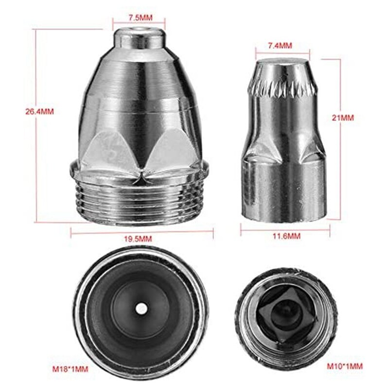 P80 Plasma Electrode Tip Nozzle 1.5 100Amp Plasma Cutting Torch Consumables Accessory 35Pcs