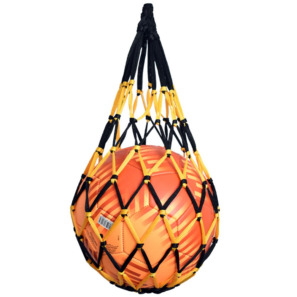 Football Net Bag Nylon Bold Storage Bag Single Ball Carry Portable Equipment Outdoor Sports Soccer Basketball Volleyball Bag: Black Yellow 65cm