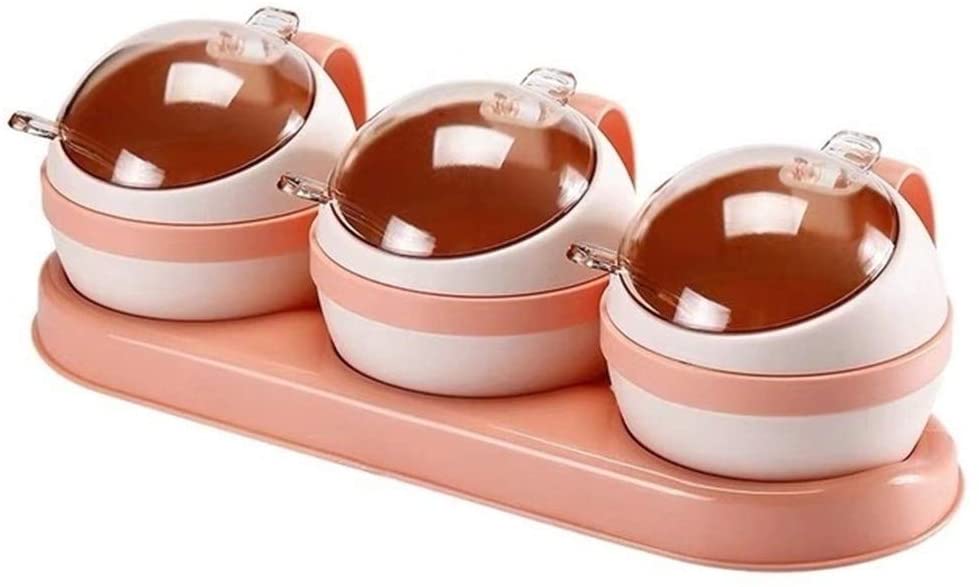 Nordic Kruiden Doos Keuken Zout Suiker Opslag Dozen Houder Plastic Kruidkruik Kruiderij Cruet Thuis Kitchen Tools: 3 Cans Pink