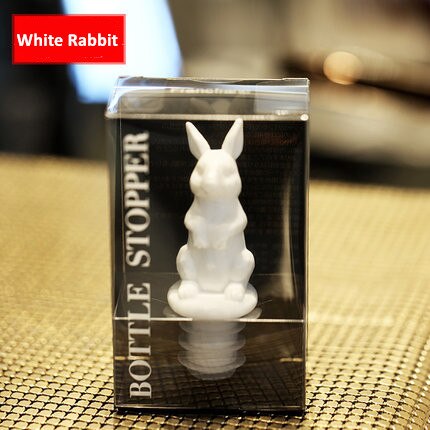 Tapón de botella de vino Animal, tapón de silicona para champán, tapa con sello para perro y gato bonito: 1pc rabbit