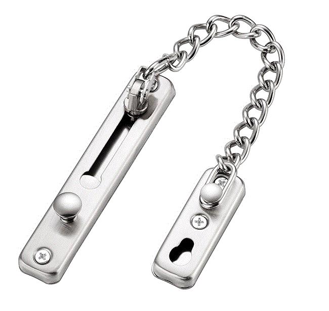 Door Chain Lock Stainless Steel Security Chain Guard With Spring Anti Theft Press Lock Heavy Duty Polished Door Latch With Screw: A