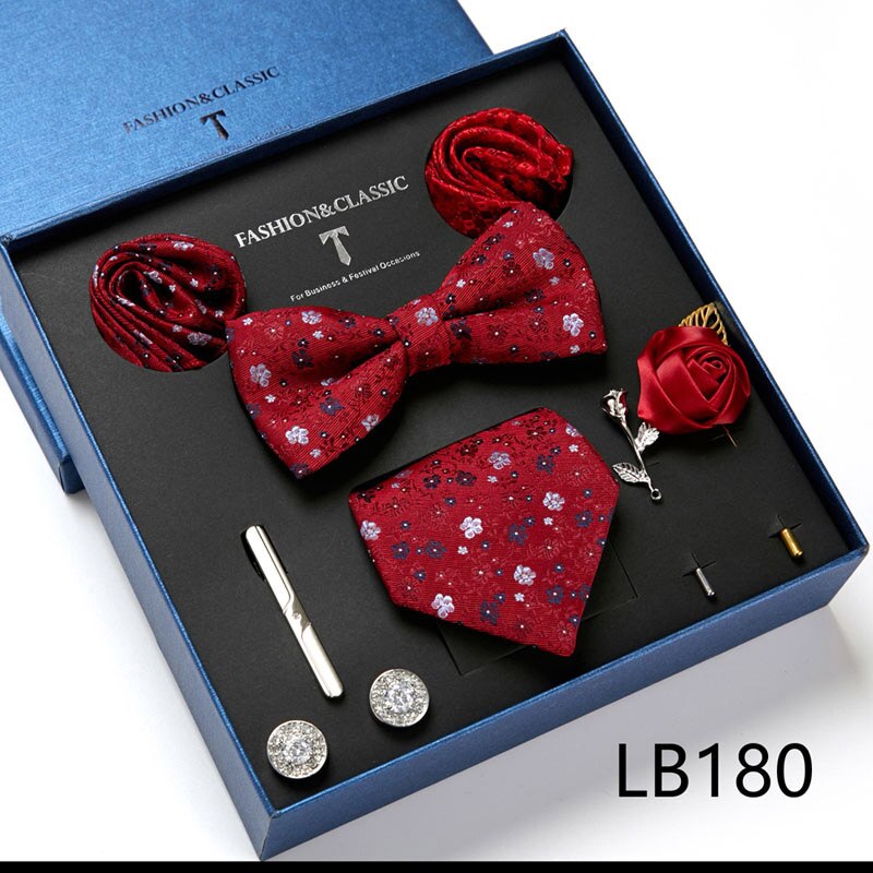 Caja de de , corbata a cuadros roja, bolsillo, cuadrados, gemelos, broche, conjunto con rizador, accesorios para traje de oficina para hombre, de boda y cumpleaños: Naranja