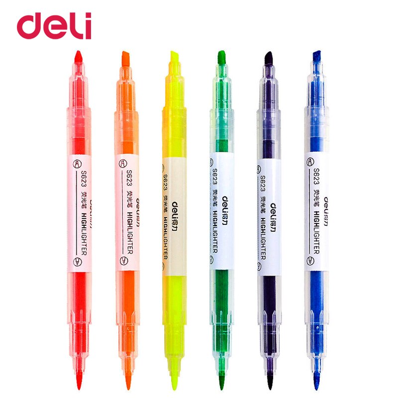 Deli creatieve dual head 6 gekleurde fijne borstel markeerstift met onzichtbare inkt voor school kantoor scribble teken markers