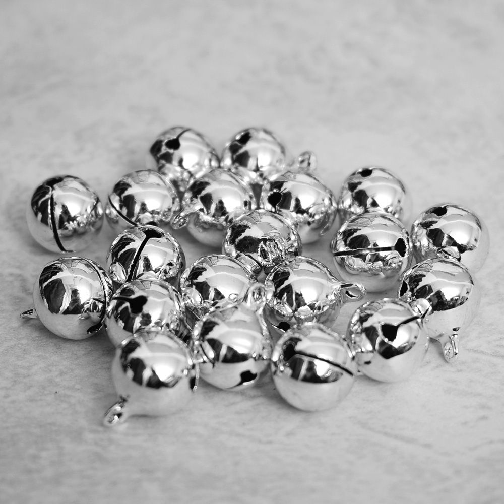 20 Pcs 14Mm Mini Zilver Kerstboom Jingle Bell Ornament Decoratie Diy Armband Enkelbanden Ketting Accessoires Decor