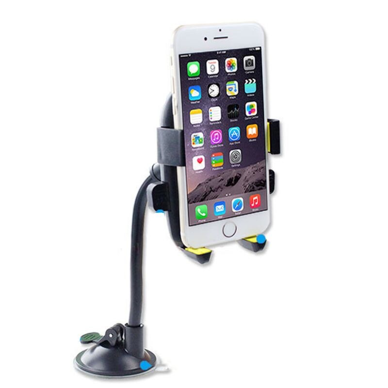 Bil smart telefon holder lang arm forrude mount beslag slange automatisk lås bil navigationsstand med sugekop støtte