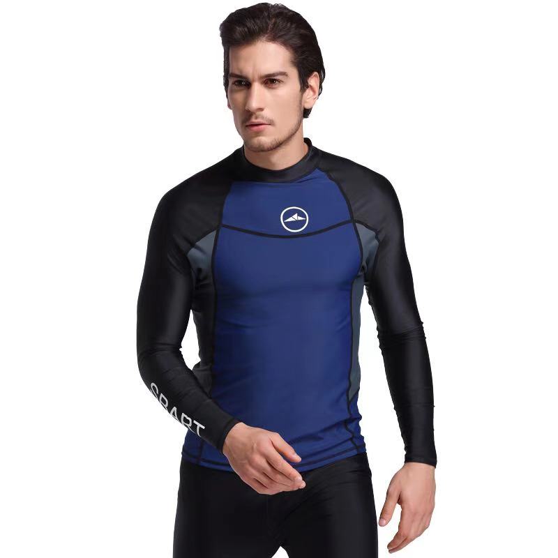 SBART Long Sleeve Men Rash Guards Swimwear Shirts Lycra Sun Protective Wetsuits Tops Diving Snorkle Swimming Surfing Rash Guards: A3 / L