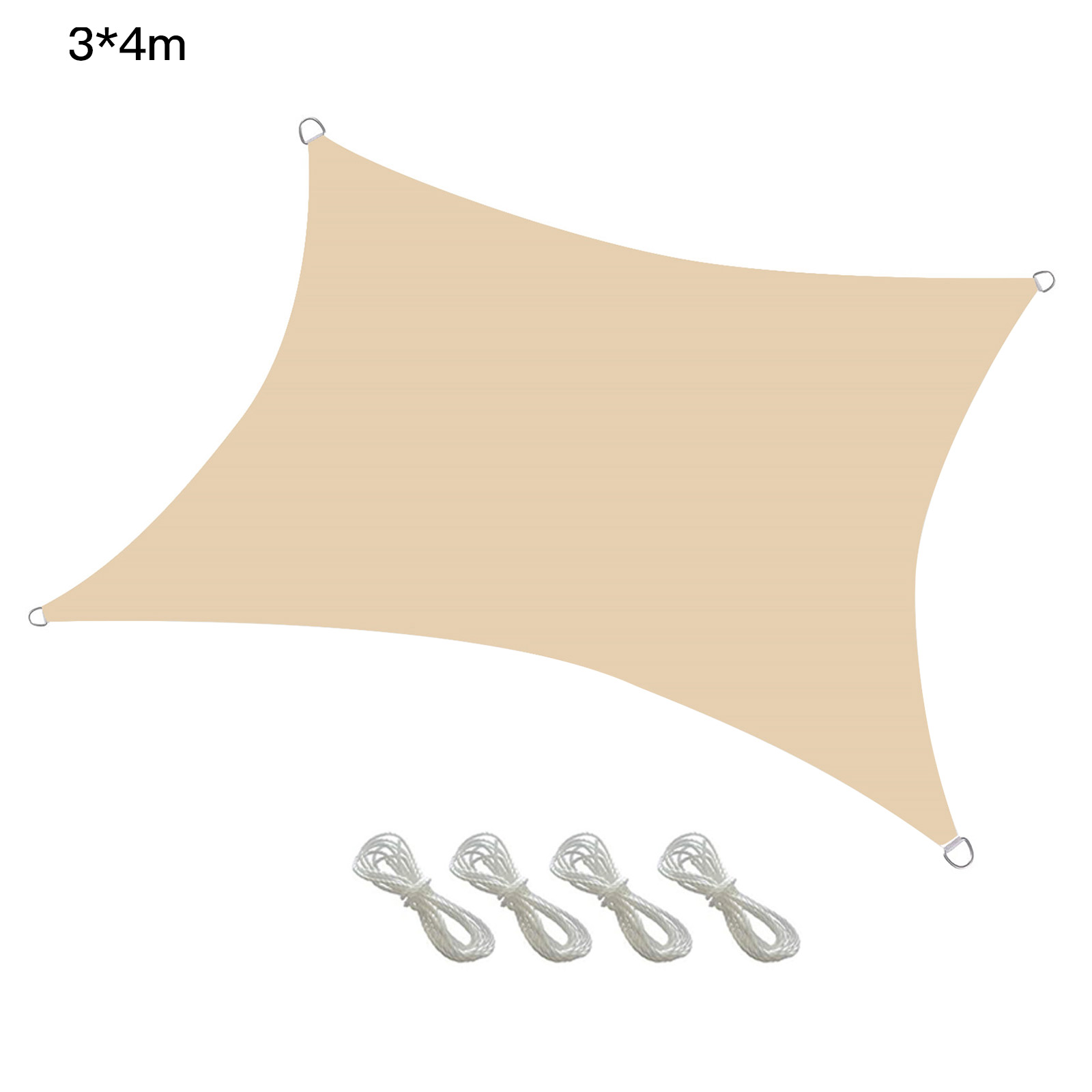 Shade Sail Rainproof Cloth Canopy Set 2*2 M Printing Protection Outdoor 2m*4 Rope Square With Hardware Kit Courtyard Awning: Yellow 3 x 4m